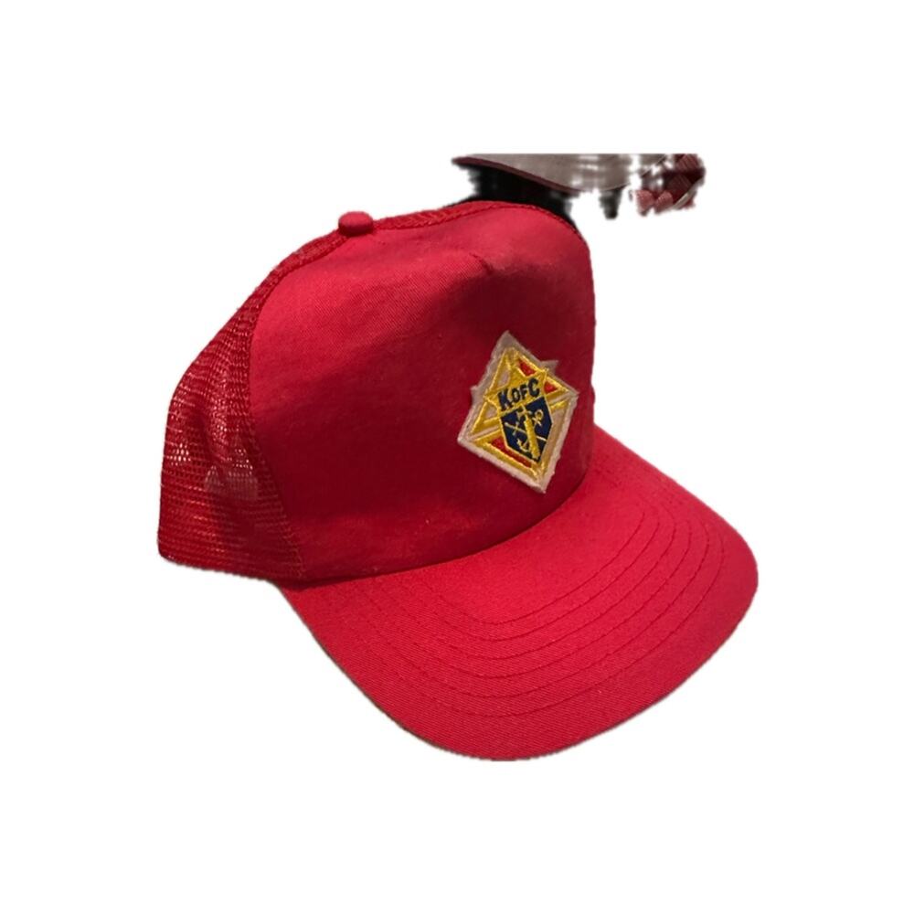 K of c red trucker hat